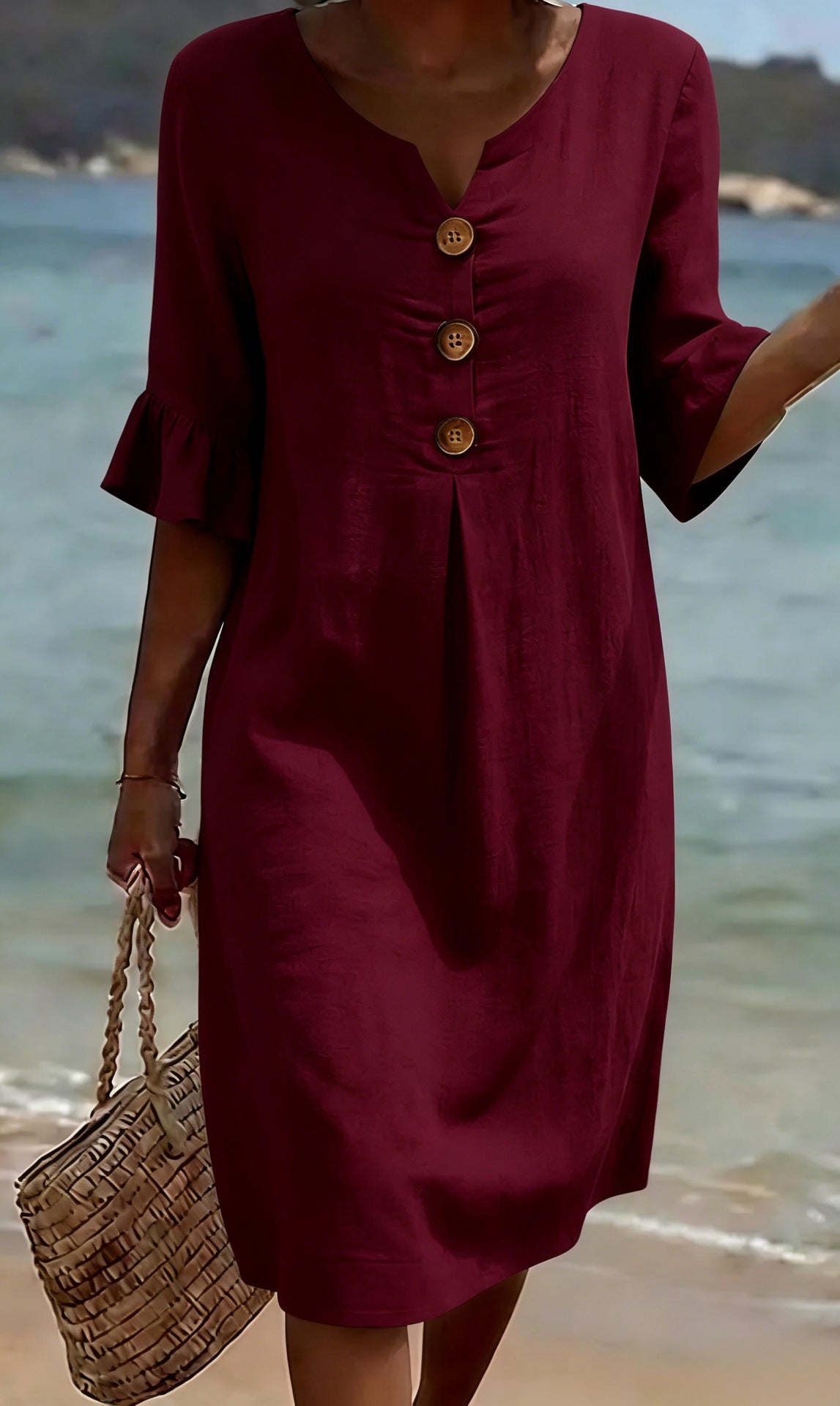 Women's Summer Cotton Mini Dress with Flutter Sleeves – Relaxed A-Line for Casual Wear 9