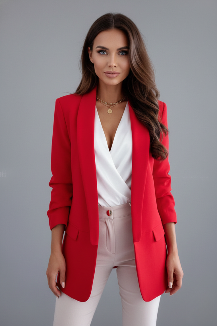 Women's Tailored Blazer with Shawl Lapel – Longline Cut for Office and Evening Wear 5