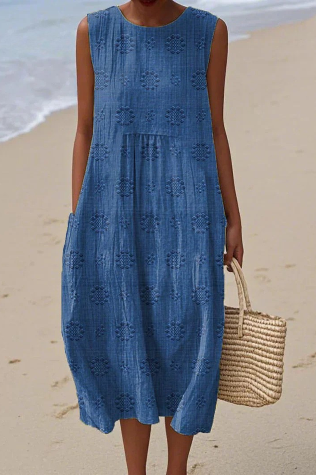 Womens Dress – Sleeveless Embroidered Summer Dress with Flattering Waist-Defining Silhouette 2