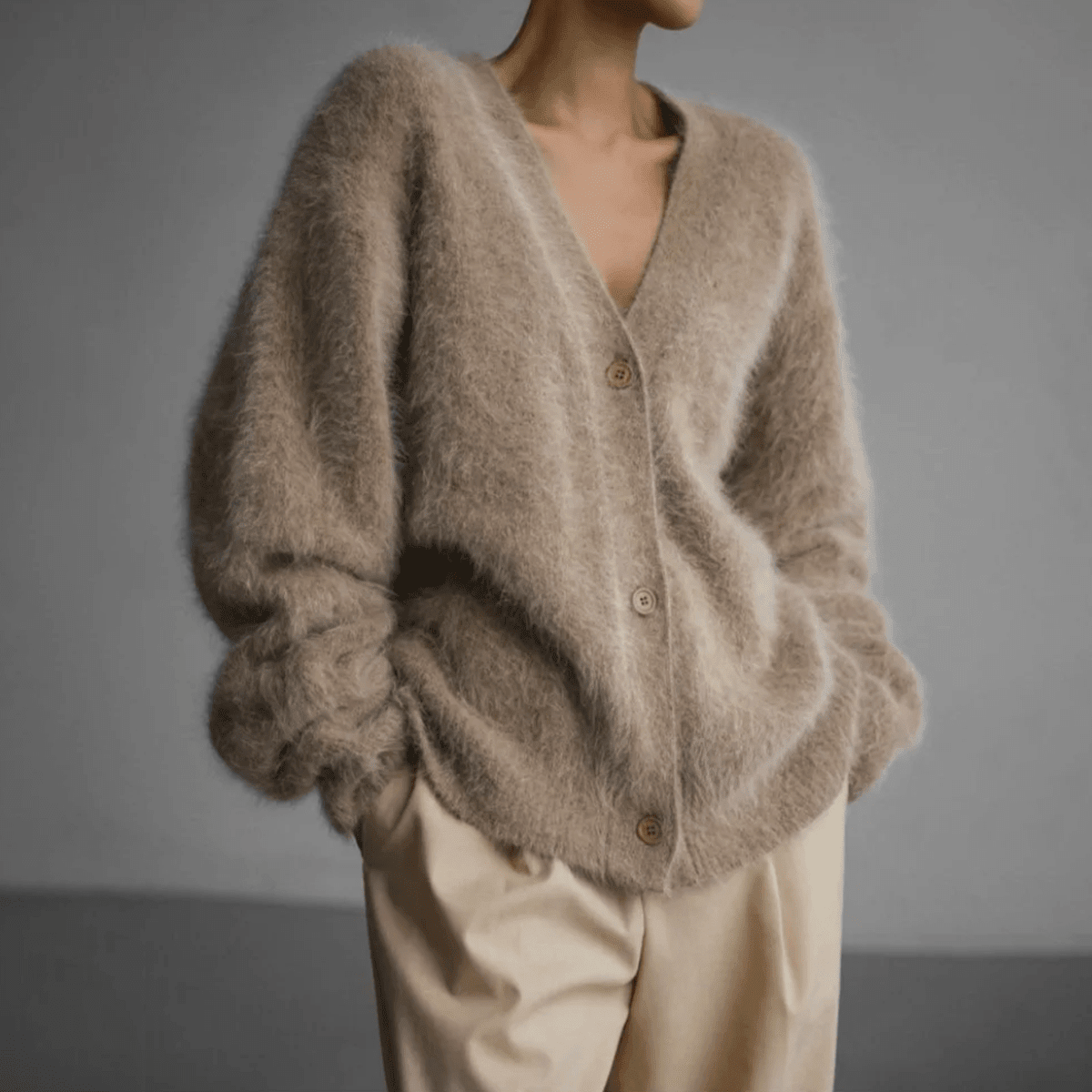 Black Oversized Deep V-Neck Cardigan for Women – Soft Knit, Relaxed Fit Layering Piece - We are MFEO