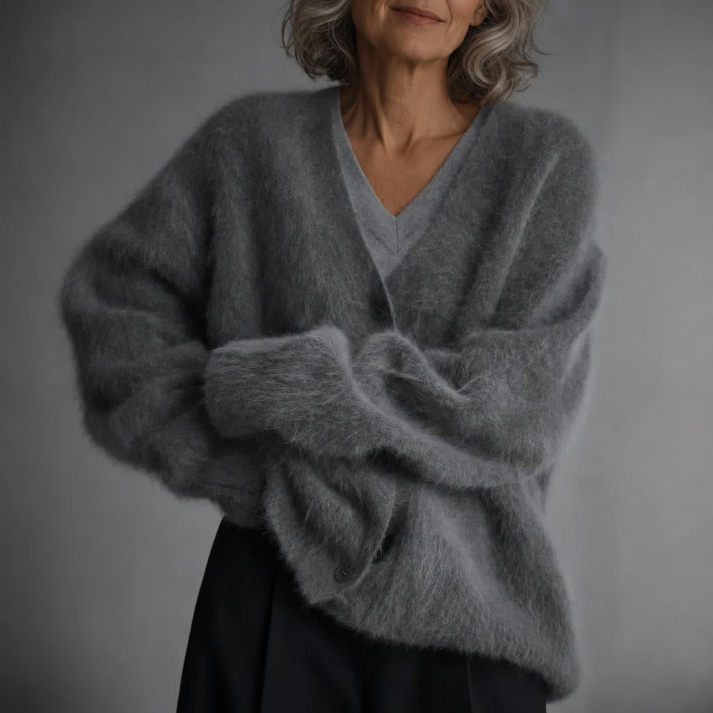 Black Oversized Deep V-Neck Cardigan for Women – Soft Knit, Relaxed Fit Layering Piece - We are MFEO