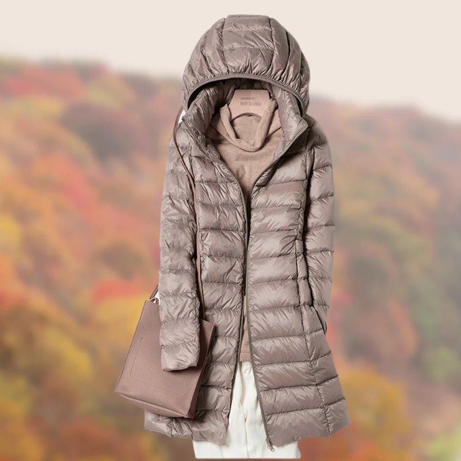Black Puffer Jacket for Women – Long Hooded Quilted Design for Winter - We are MFEO
