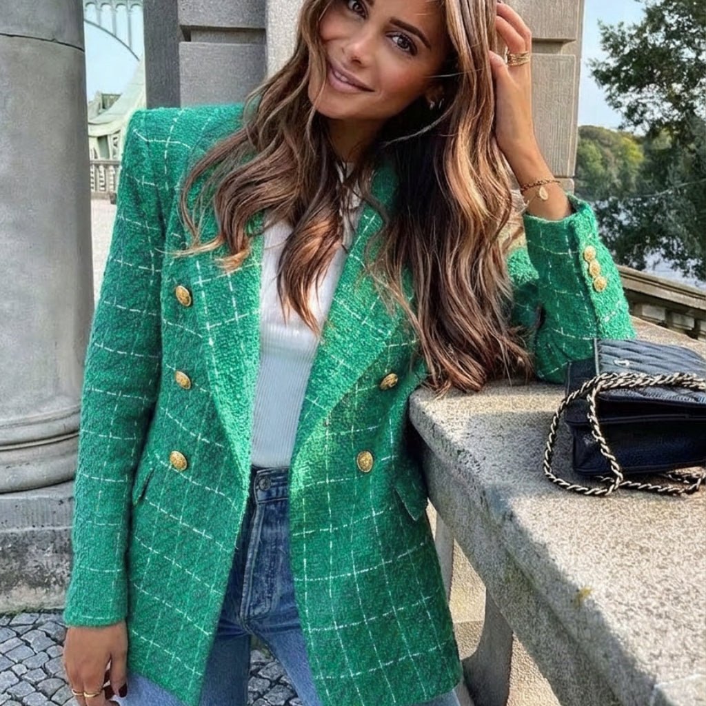 Blazer for Women – Tailored Boucle Weave with Peak Lapels - We are MFEO