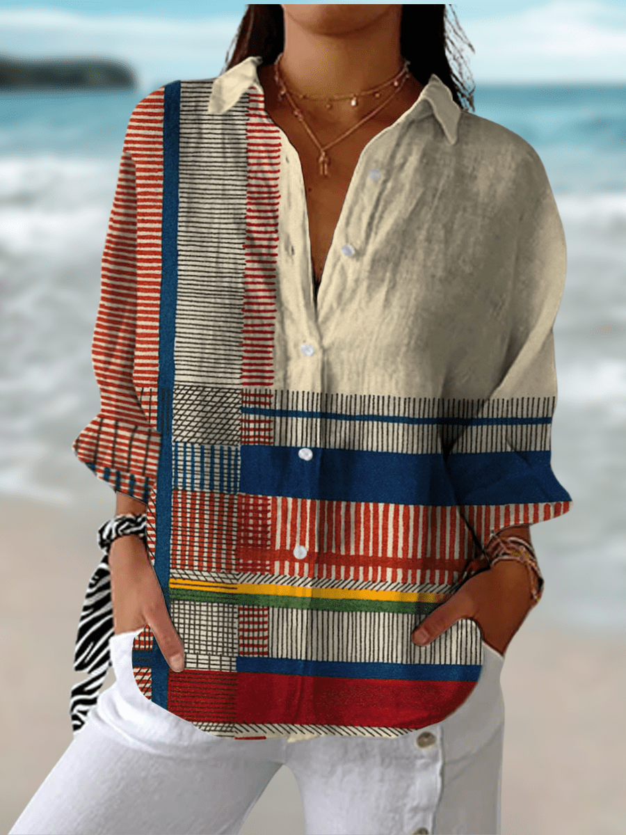 Blouse with Abstract Artistic Pattern – Flowing Fit - We are MFEO
