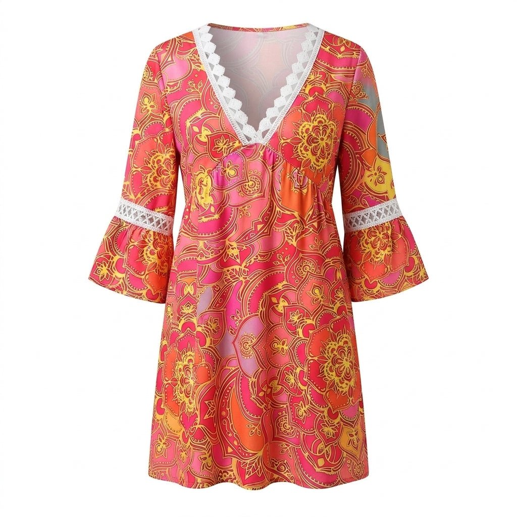 Boho Printed Mini Dress for Summer - Relaxed Fit - We are MFEO