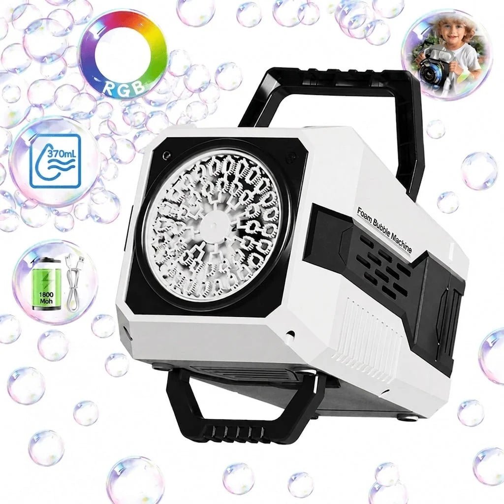 Bubble Machine for Parties – 30,000 Bubbles per Minute with Remote Control and RGB Lights - We are MFEO