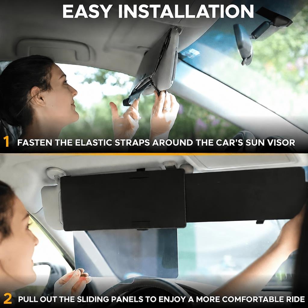 Car Sun Visor for Glare Reduction – Adjustable Dual Mode with Velcro Strap, Fits Most Vehicles - We are MFEO