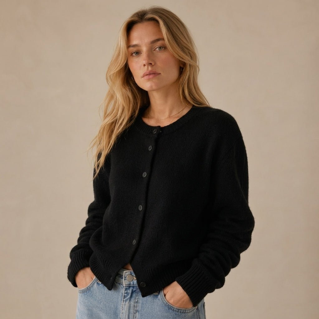 Cardigan for Women – Ribbed Knit with Button Front and Crew Neck - We are MFEO