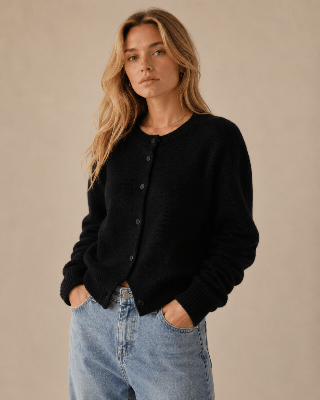 Cardigan for Women – Ribbed Knit with Button Front and Crew Neck - We are MFEO