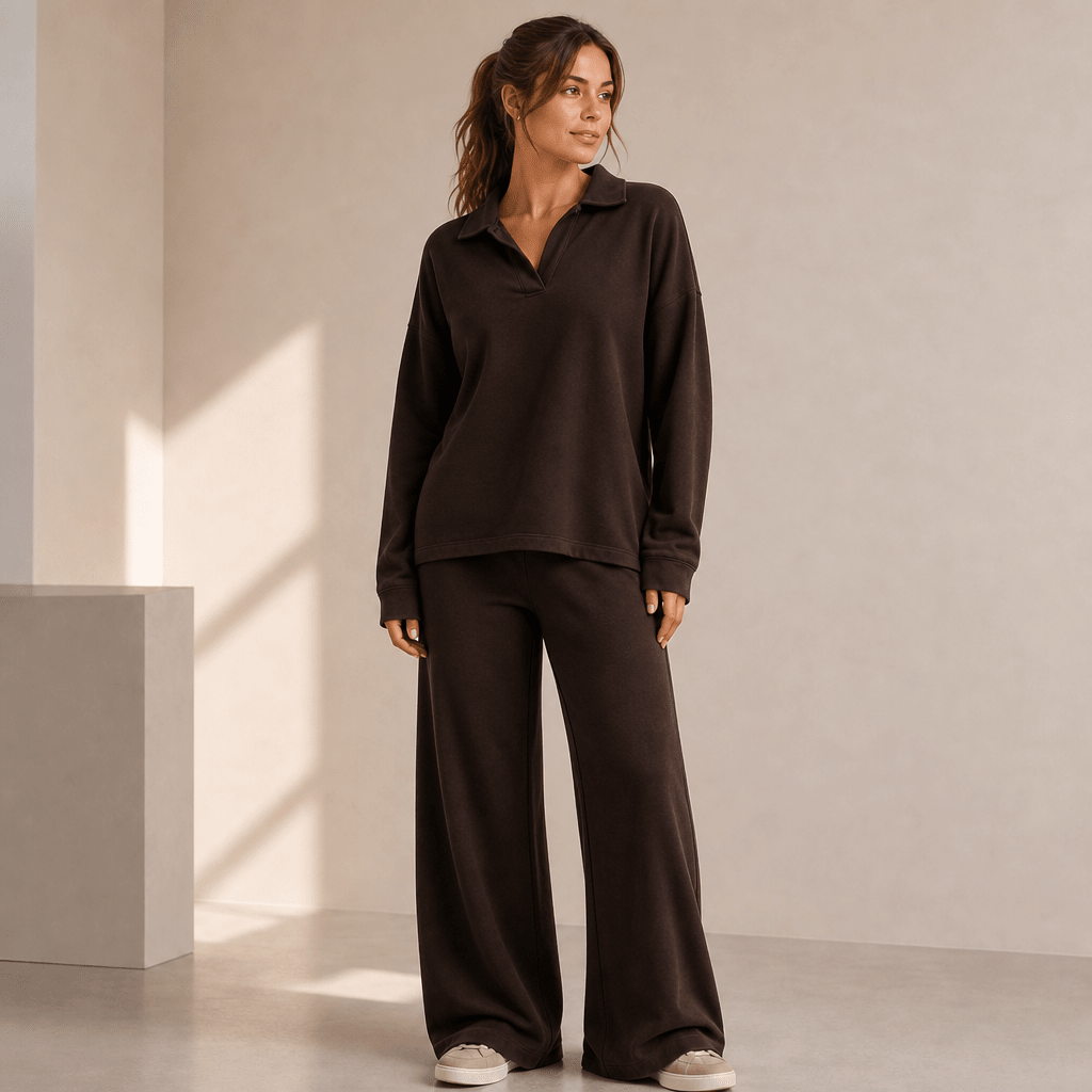 Co-ord Set Women - Polo Neck Sweater with Wide Leg Pants - We are MFEO
