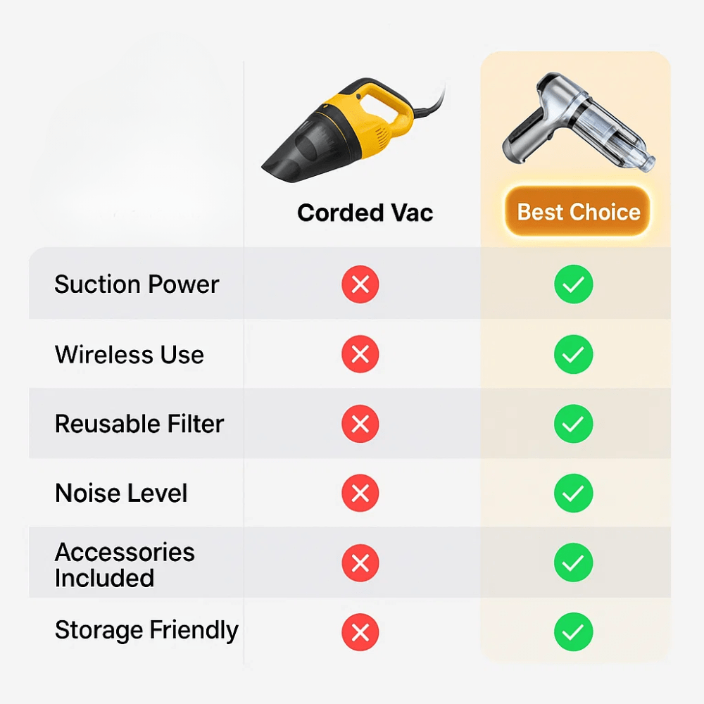 Cordless Car Vacuum Cleaner – 95,000 Pa Suction with 6 Nozzles for Efficient Car Cleaning - We are MFEO