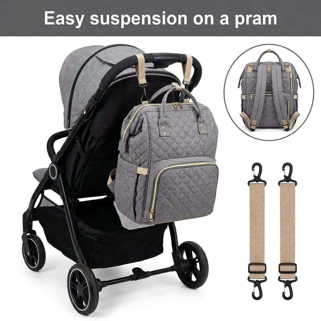 Diaper Bag Backpack with Portable Travel Cot – Lightweight, Adjustable Straps, Mosquito Net - We are MFEO
