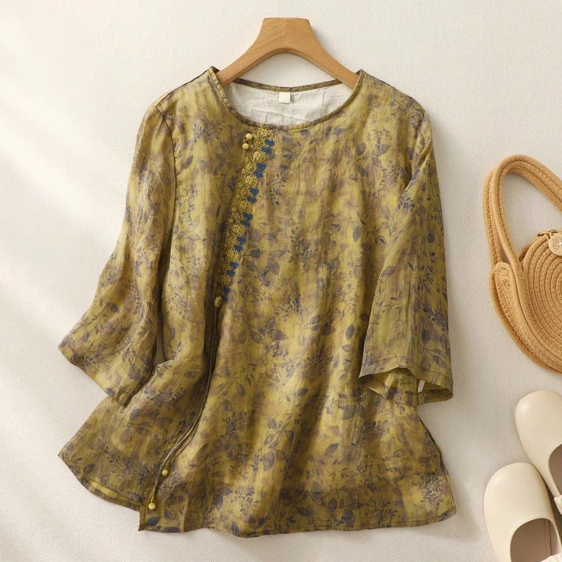 Embroidered Blouse with Intricate Detailing – Lightweight Relaxed Fit for Summer - We are MFEO