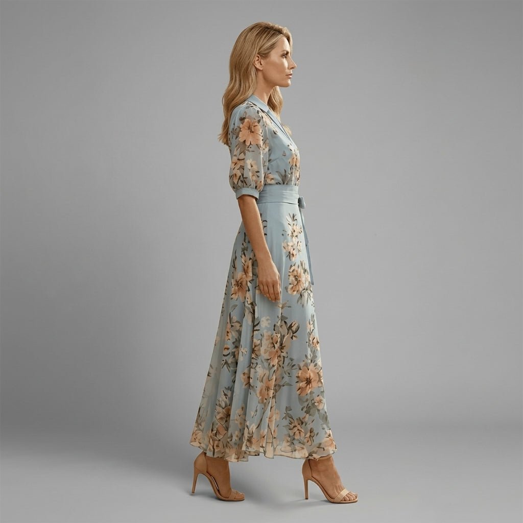 Floral Maxi Dress – Adjustable Waist Tie for Summer Weddings and Formal Occasions - We are MFEO
