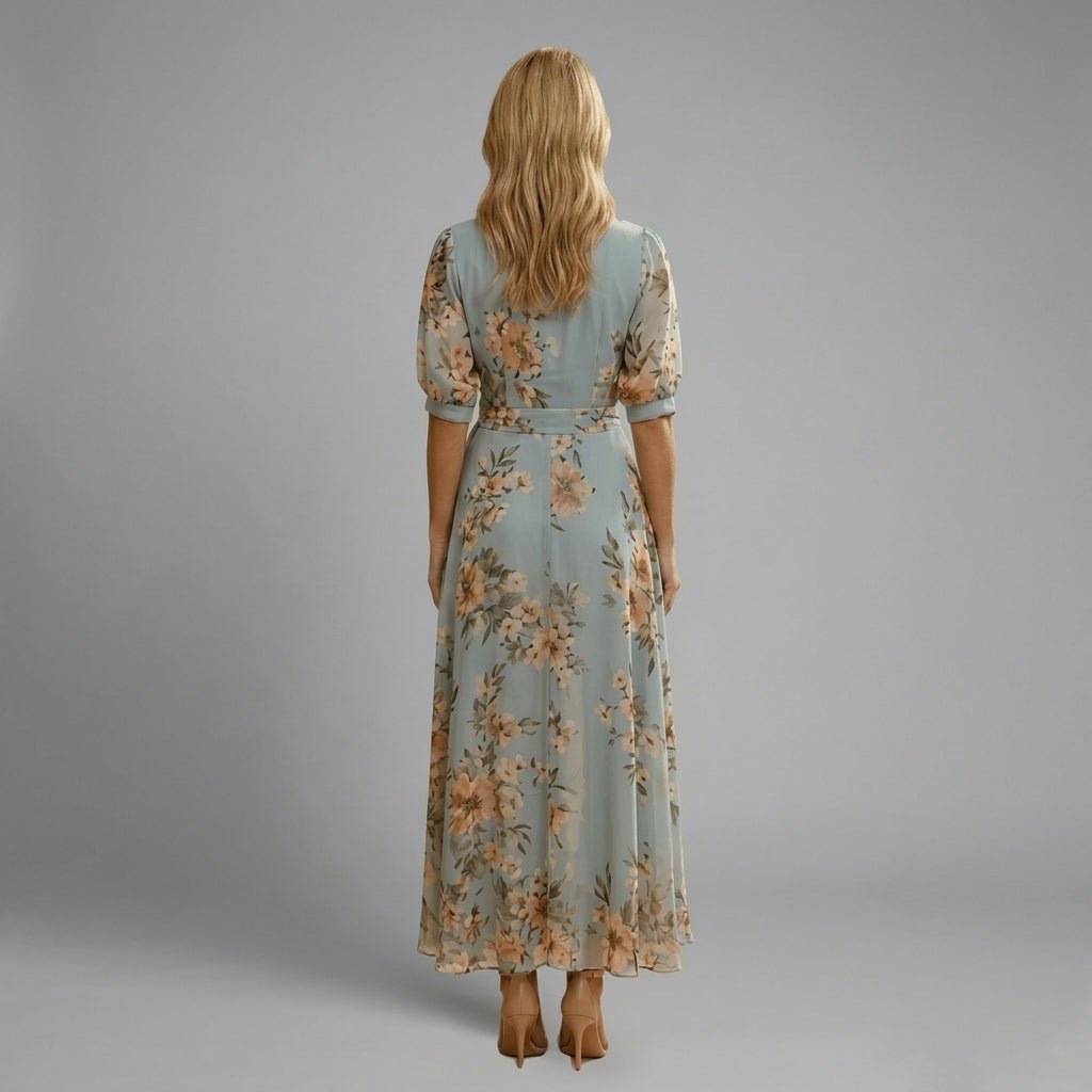 Floral Maxi Dress – Adjustable Waist Tie for Summer Weddings and Formal Occasions - We are MFEO