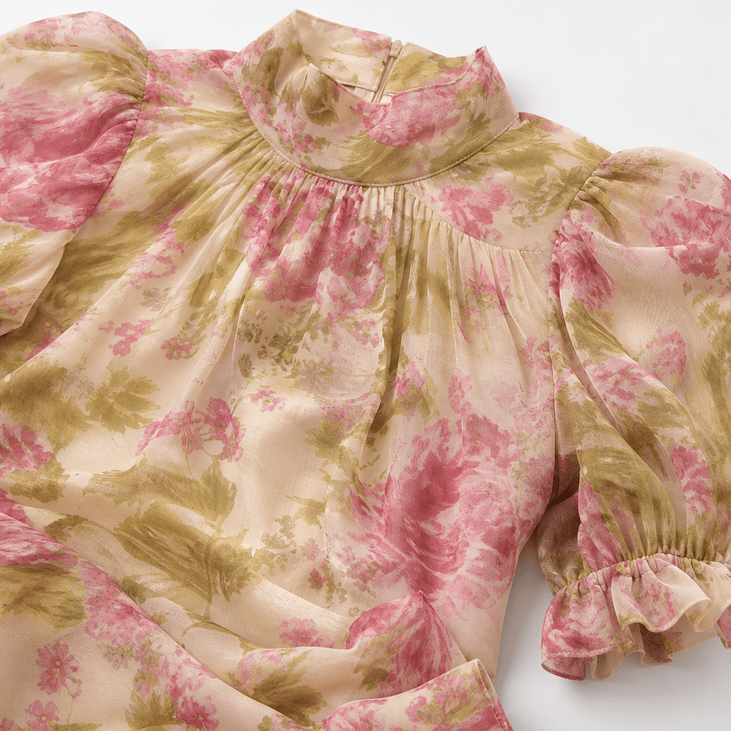 Floral Maxi Dress - Mermaid Cut with Puff Sleeves for Summer Weddings and Events - We are MFEO