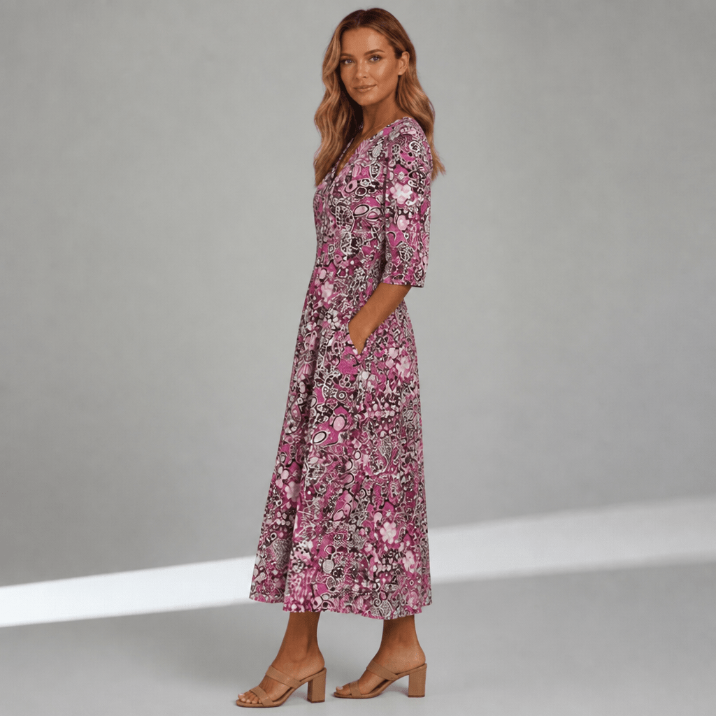 Floral Midi Dress with V-Neck and Pockets for Summer Casual Wear - We are MFEO