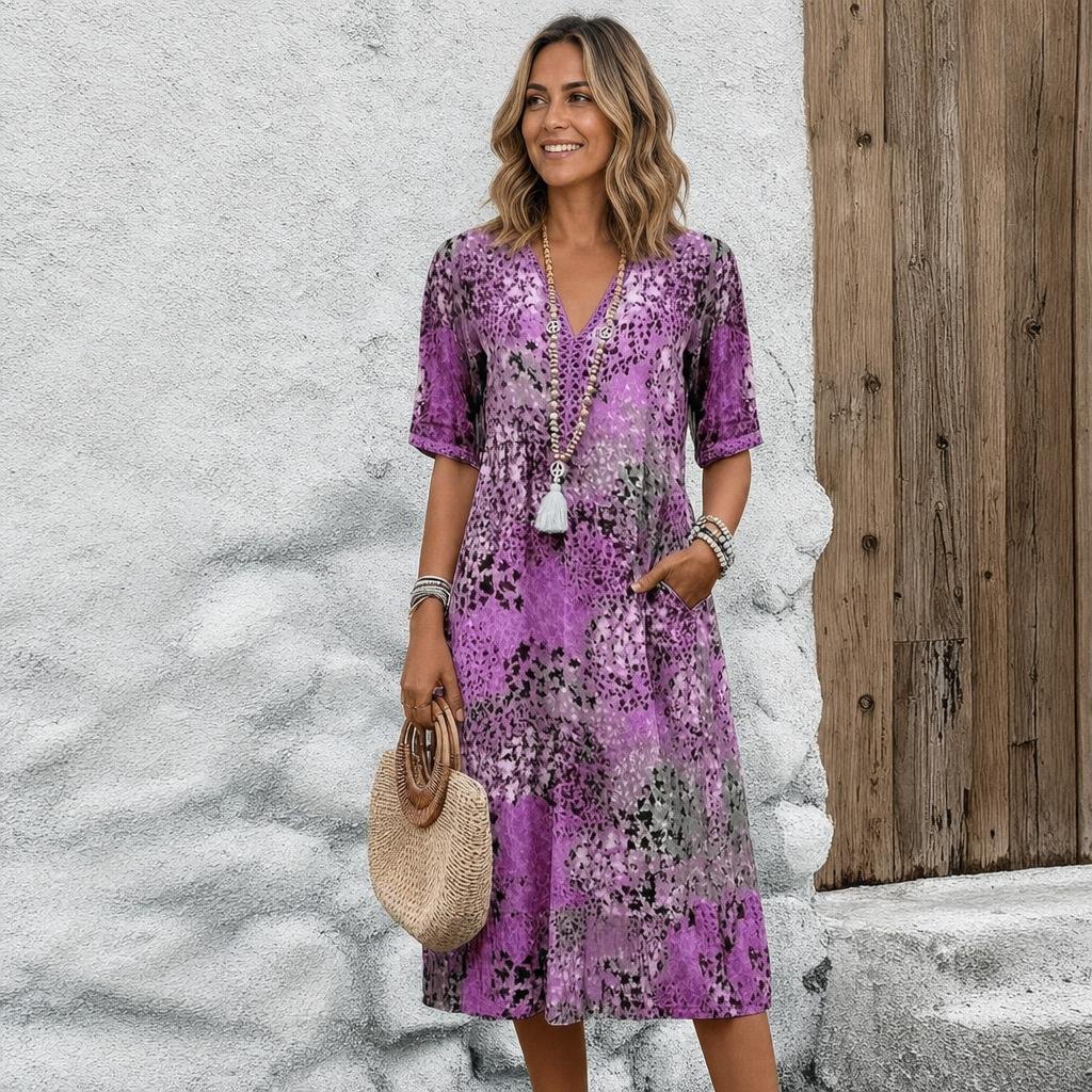 Floral Midi Wedding Guest Dress for Summer with Breathable Fabric - We are MFEO
