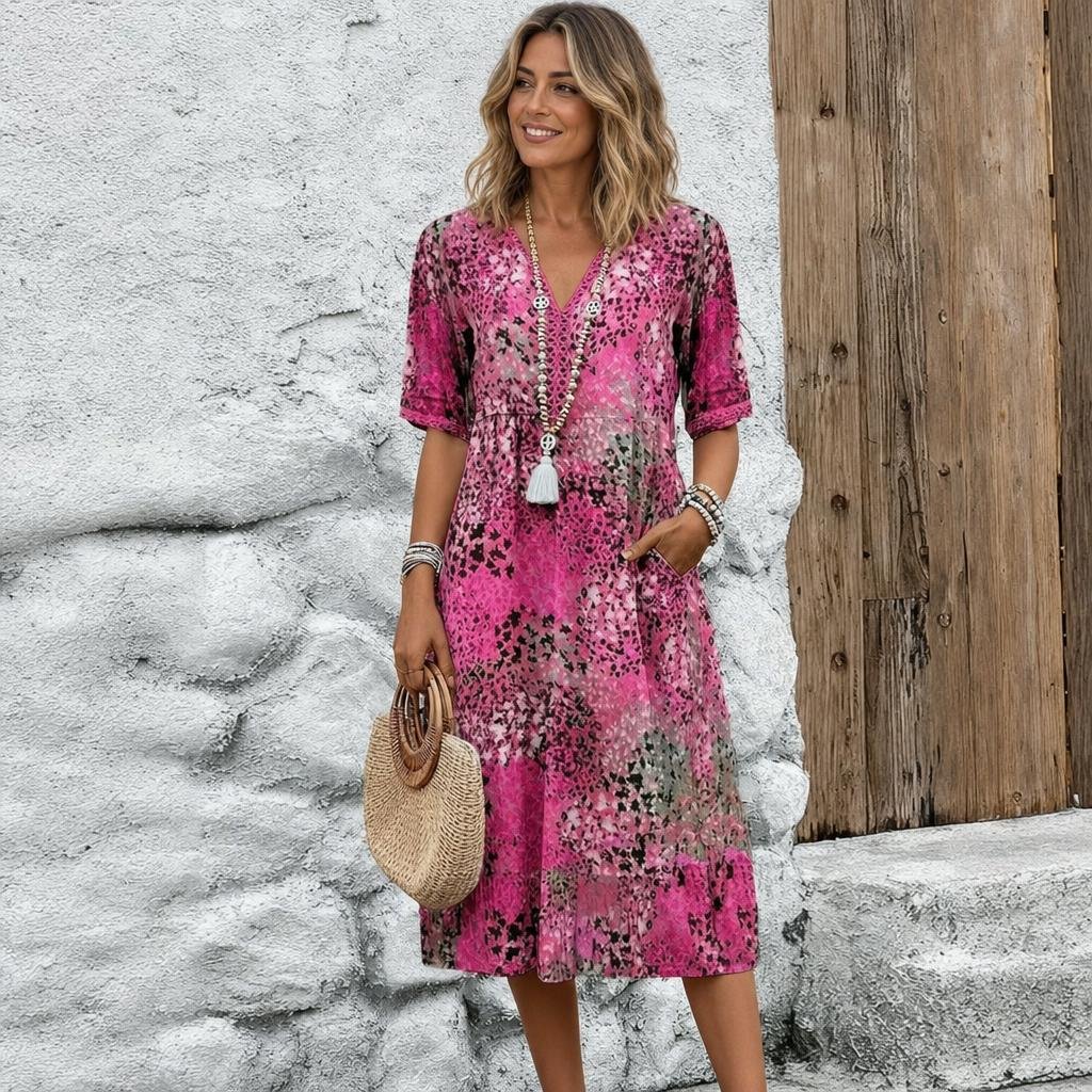 Floral Midi Wedding Guest Dress for Summer with Breathable Fabric - We are MFEO