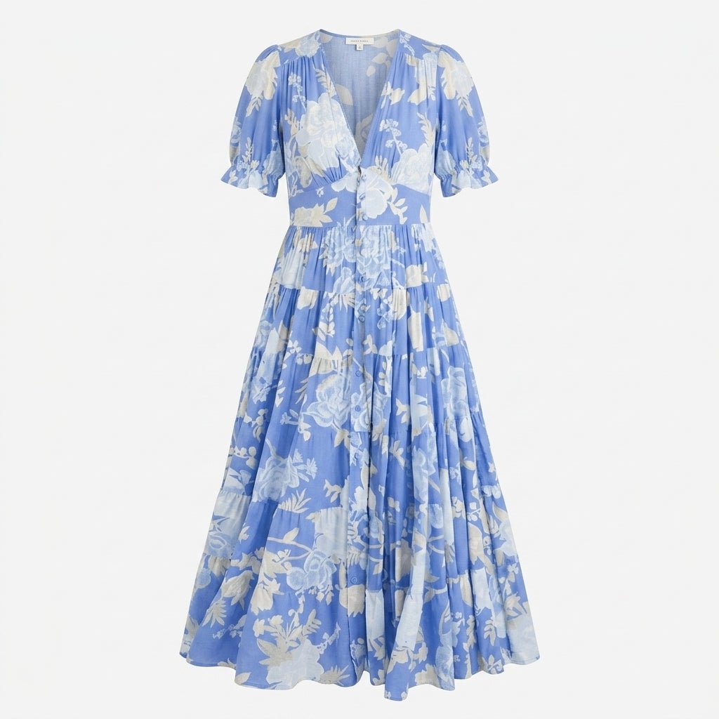 Floral Print V-Neck Dress with Pockets – Lightweight Summer Dress in Plus Size - We are MFEO