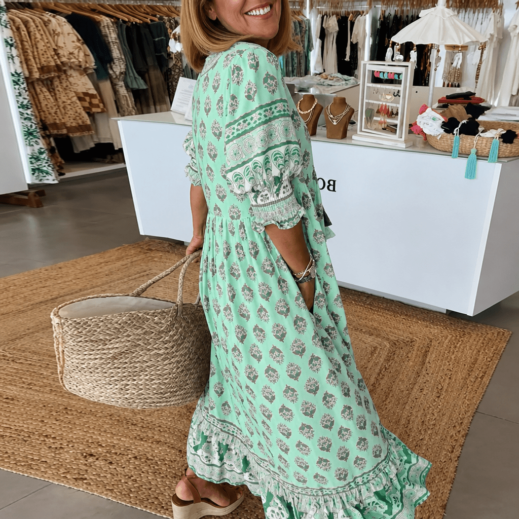 Floral V-Neck Dress – Flowing Fit for Summer Wedding Guest or Casual Wear - We are MFEO