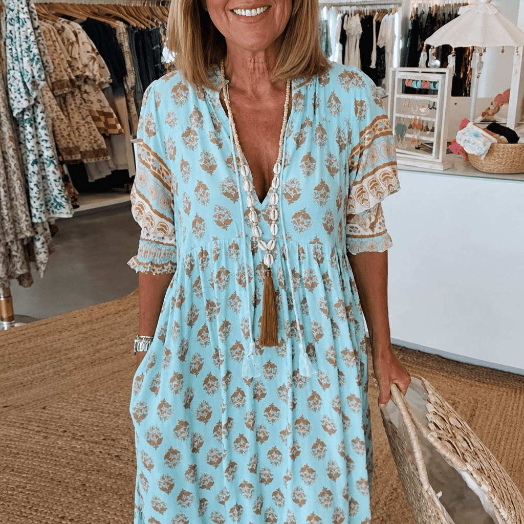 Floral V-Neck Dress – Flowing Fit for Summer Wedding Guest or Casual Wear - We are MFEO