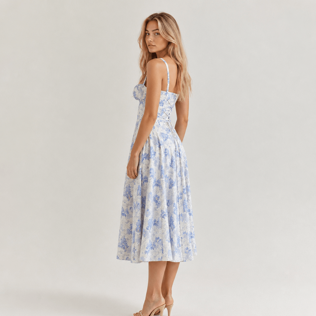 Floral Wedding Guest Midi Dress – Lightweight with Side Slit - We are MFEO