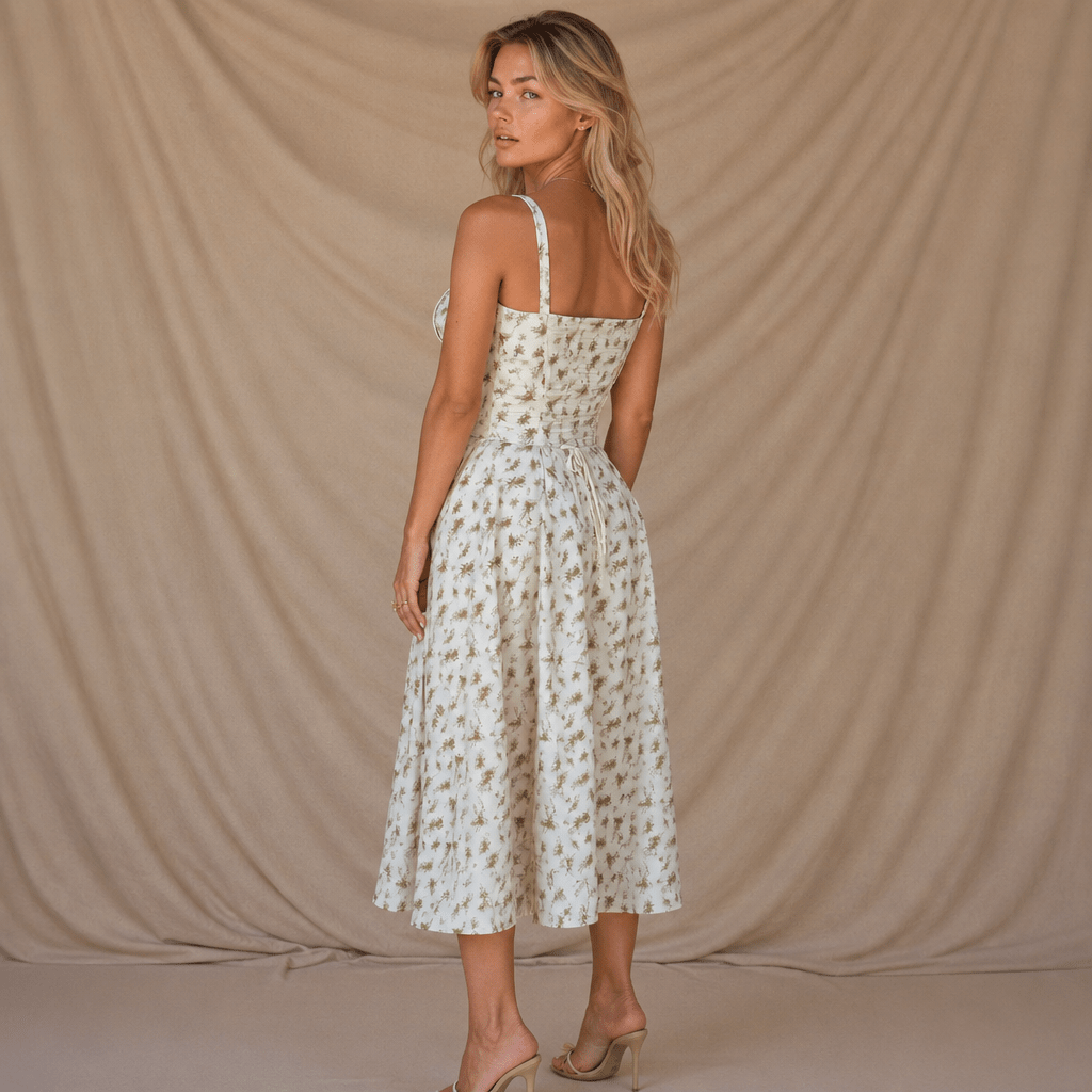 Floral Wedding Guest Midi Dress – Lightweight with Side Slit - We are MFEO