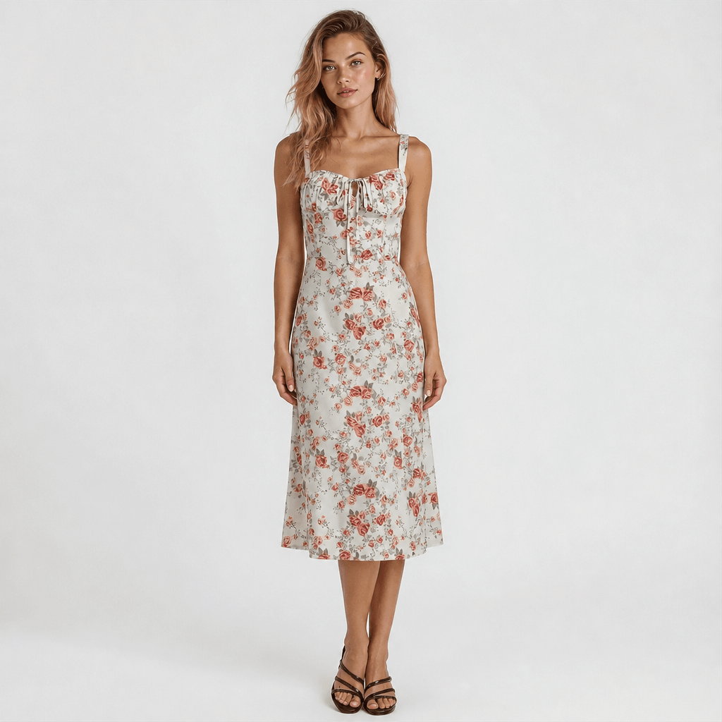 Floral Wedding Guest Midi Dress – Lightweight with Side Slit - We are MFEO