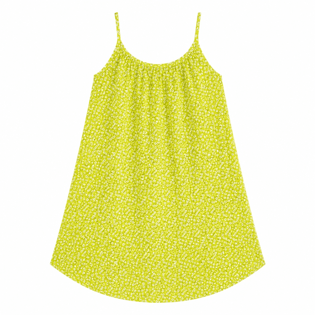 Flowy A-Line Midi Dress for Summer with Spaghetti Straps and Ditsy Print, Plus Size Available - We are MFEO
