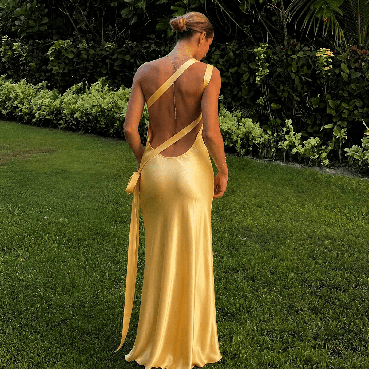 Formal Maxi Dress – Open Back, Asymmetric Neckline - We are MFEO