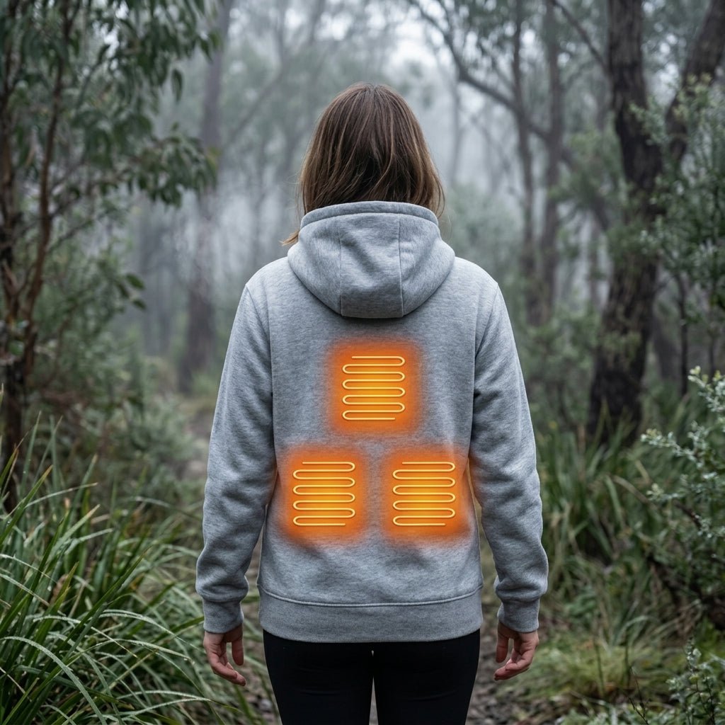 Heated Hoodie for Women – Zip-Up Sweatshirt with Kangaroo Pocket for Winter Warmth - We are MFEO