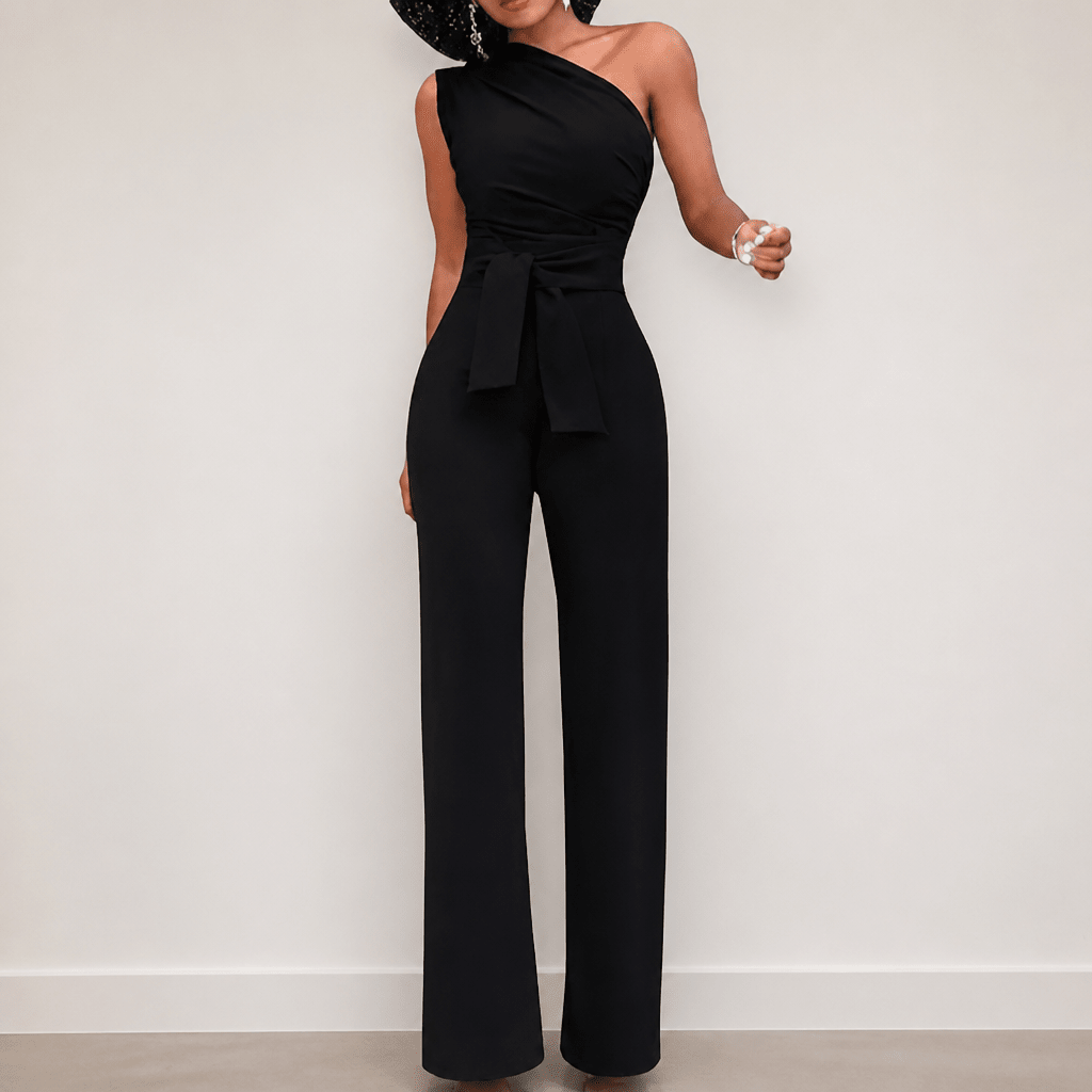Jumpsuit – One-Shoulder Design with Waist Tie and Wide-Leg Fit - We are MFEO
