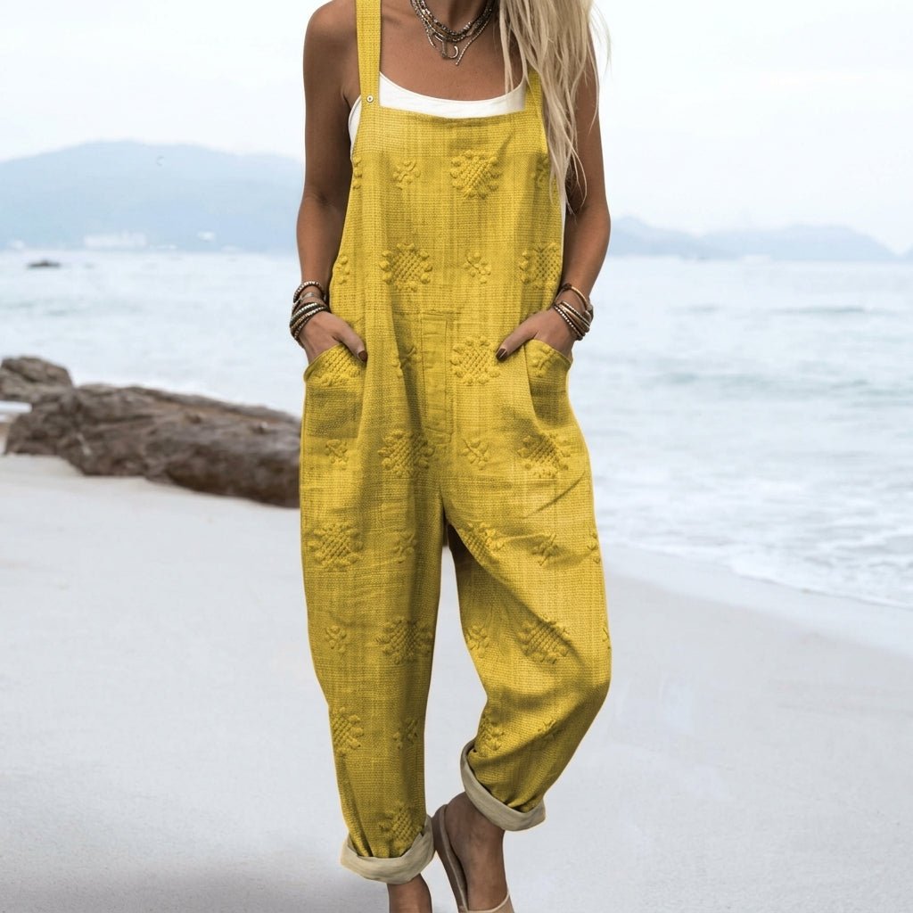 Jumpsuit with Floral Pattern – Flattering Waist, Breathable Fabric - We are MFEO