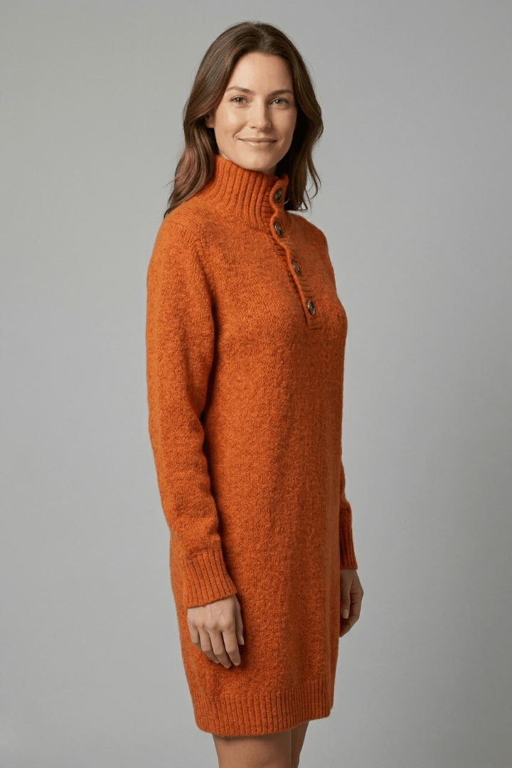 Knit Midi Dress with High Mock Neck – Plus Size Sweater Dress - We are MFEO