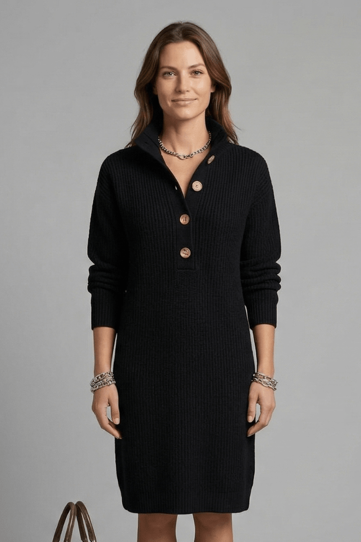 Knit Midi Dress with High Mock Neck – Plus Size Sweater Dress - We are MFEO