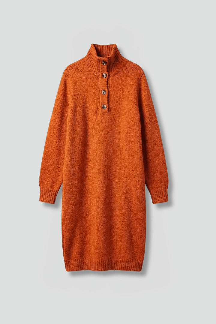 Knit Midi Dress with High Mock Neck – Plus Size Sweater Dress - We are MFEO