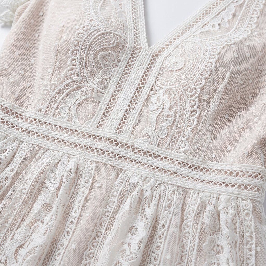 Lace Maxi Dress with V-Neck – Formal Dress for Weddings and Special Events - We are MFEO
