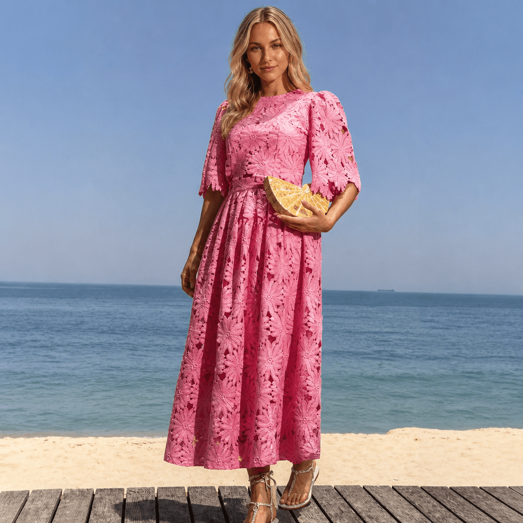 Lace Midi Dress Set – Floral Two-Piece Summer Dress for Weddings and Garden Parties - We are MFEO