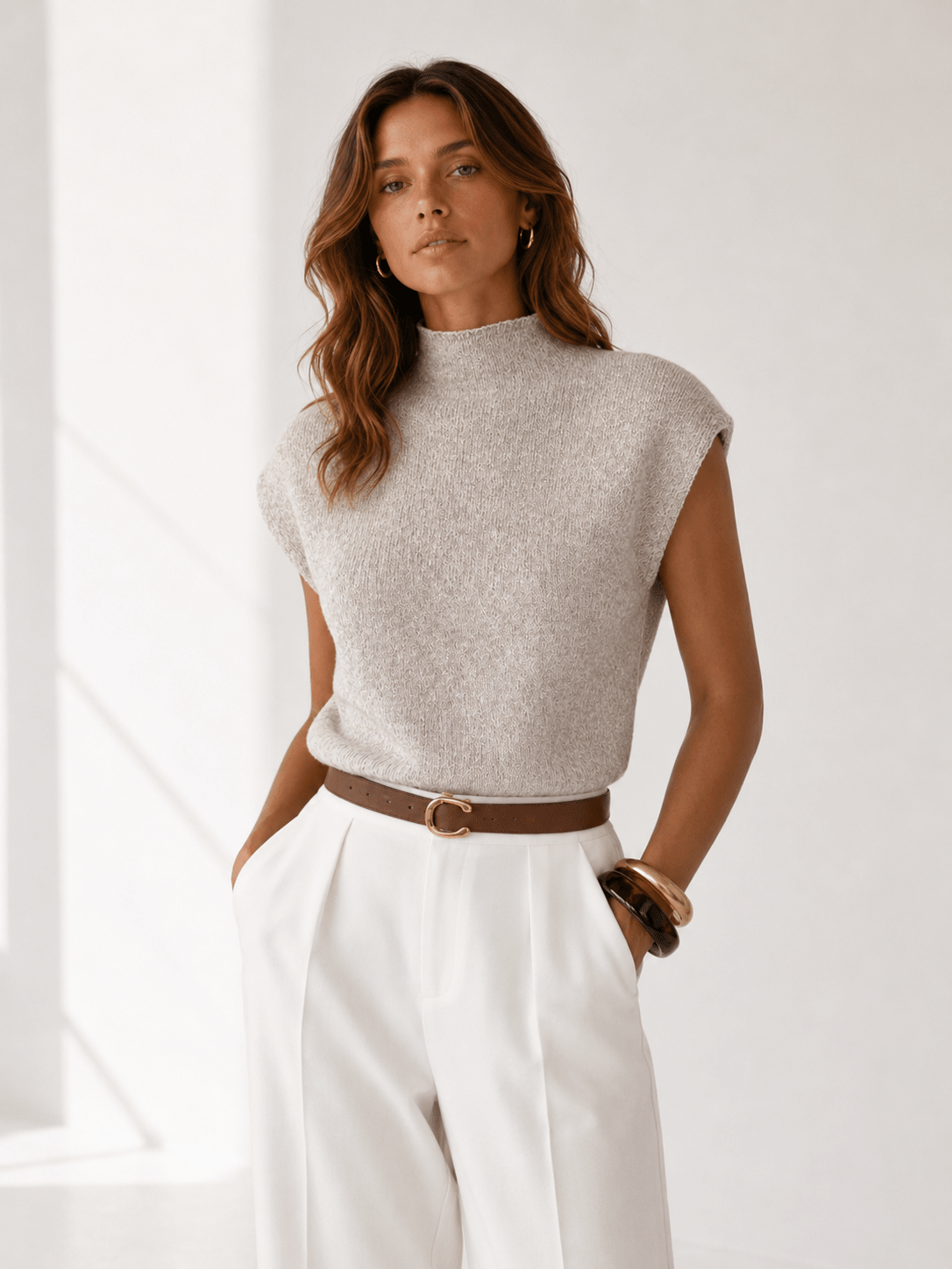 Ladies Knitted Vest – High Neck Slim Fit Sweater Vest for Spring and Autumn - We are MFEO