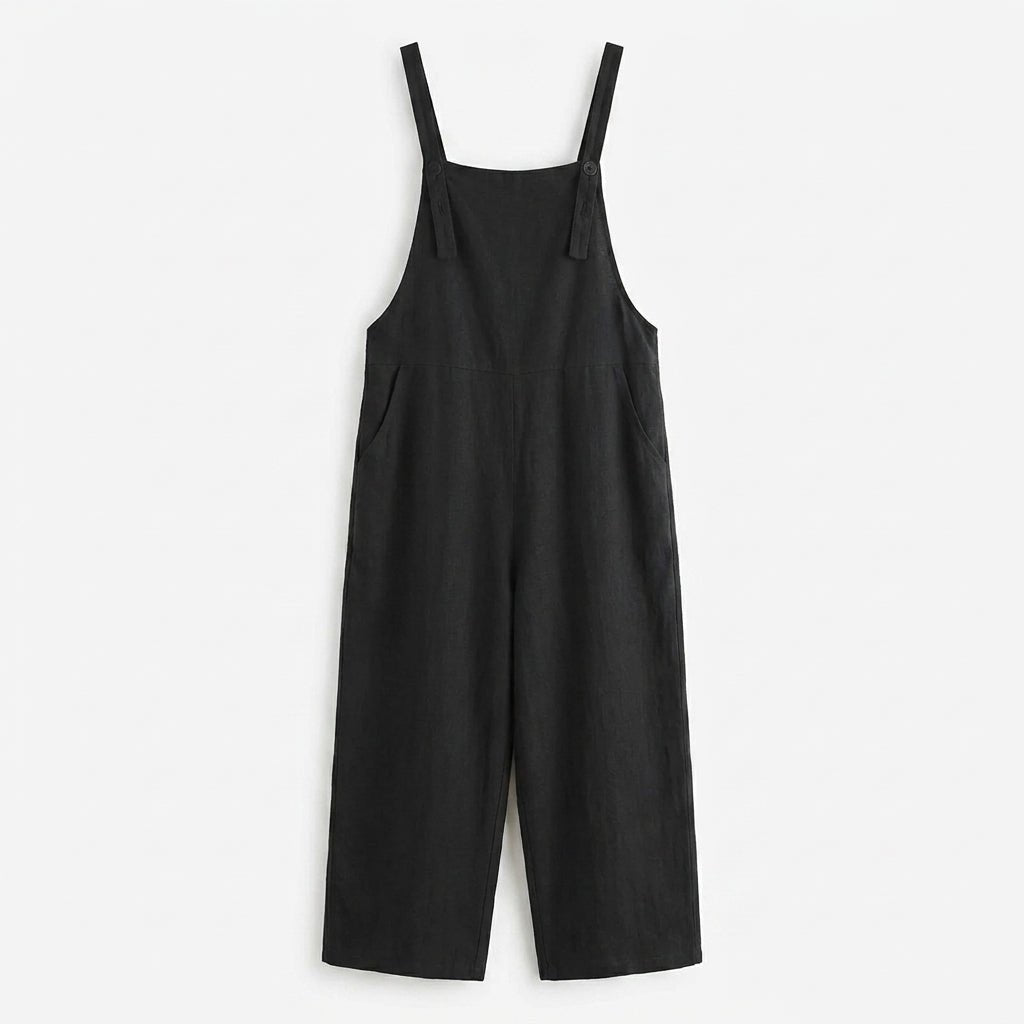Linen Wide Leg Jumpsuit – Adjustable Straps and Pockets - We are MFEO
