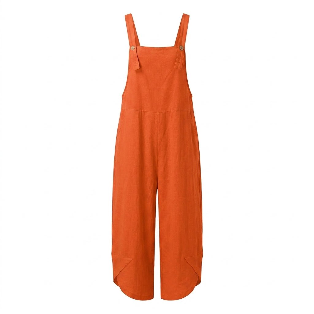 Linen Wide Leg Jumpsuit – Adjustable Straps and Pockets - We are MFEO
