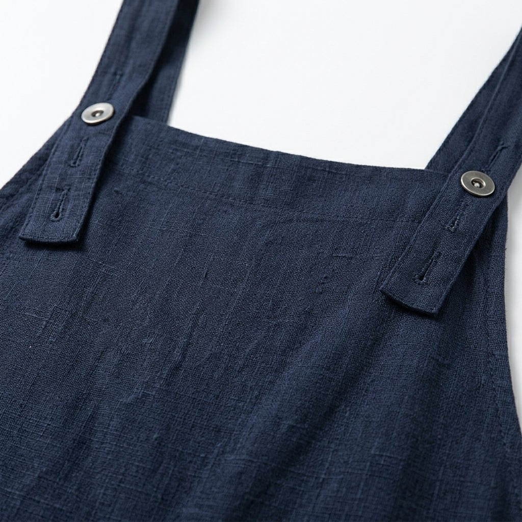 Linen Wide Leg Jumpsuit – Adjustable Straps and Pockets - We are MFEO