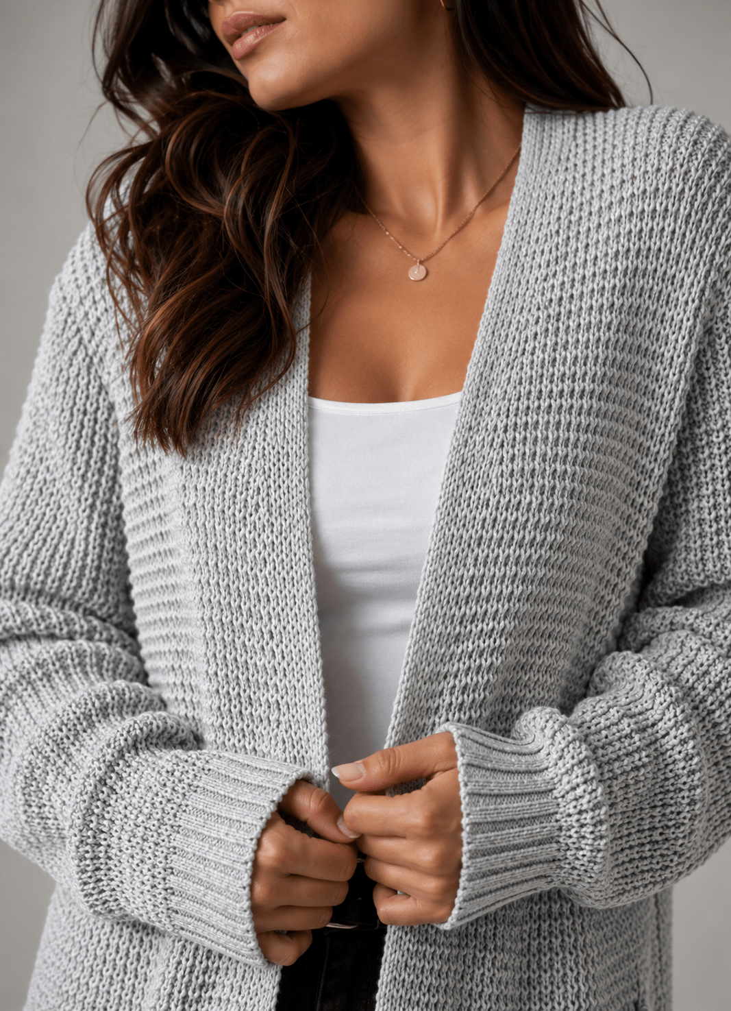 Long Black Cardigan for Women – Longline Open Front with Textured Knit and Pockets - We are MFEO