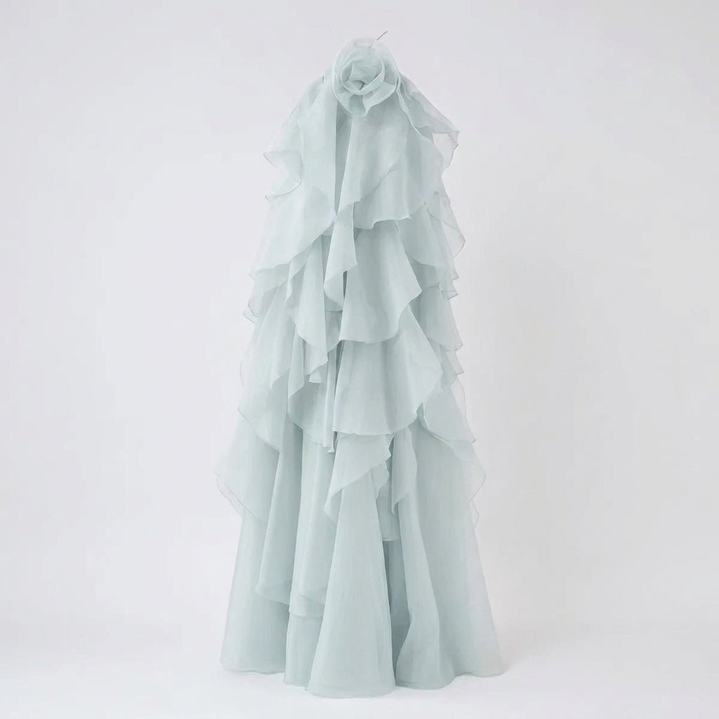 Long Halter Formal Maxi Dress with Tiered Ruffle Skirt - We are MFEO