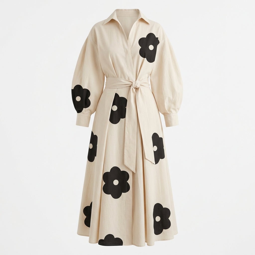 Long Sleeve Maxi Dress – Adjustable Waist, Draped Silhouette, Plus Size Available - We are MFEO