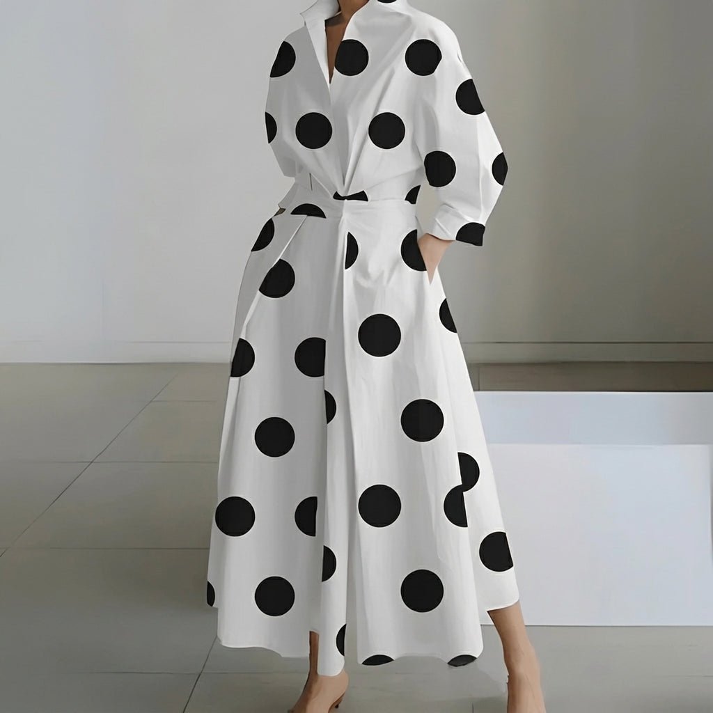 Long Sleeve Maxi Dress – Adjustable Waist, Draped Silhouette, Plus Size Available - We are MFEO