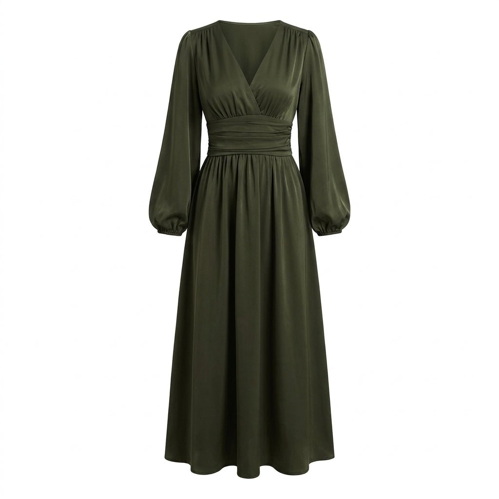 Long Sleeve Midi Dress with Slit – Perfect Cocktail Dress for Weddings and Semi-Formal Events - We are MFEO