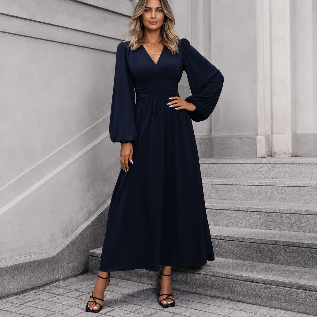 Long Sleeve Midi Dress with Slit – Perfect Cocktail Dress for Weddings and Semi-Formal Events - We are MFEO