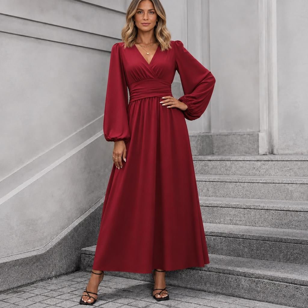 Long Sleeve Midi Dress with Slit – Perfect Cocktail Dress for Weddings and Semi-Formal Events - We are MFEO
